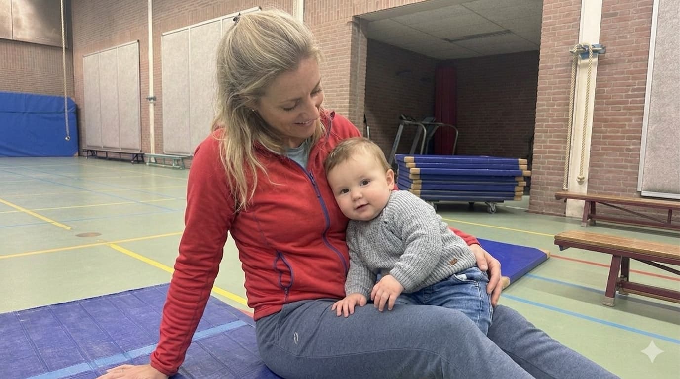 Mama with her baby on the mat
