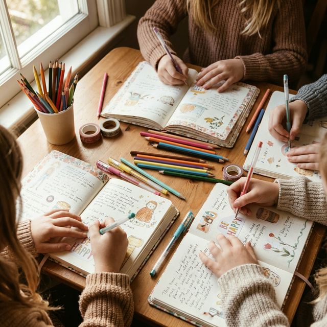 Children writing in mindfulness journals